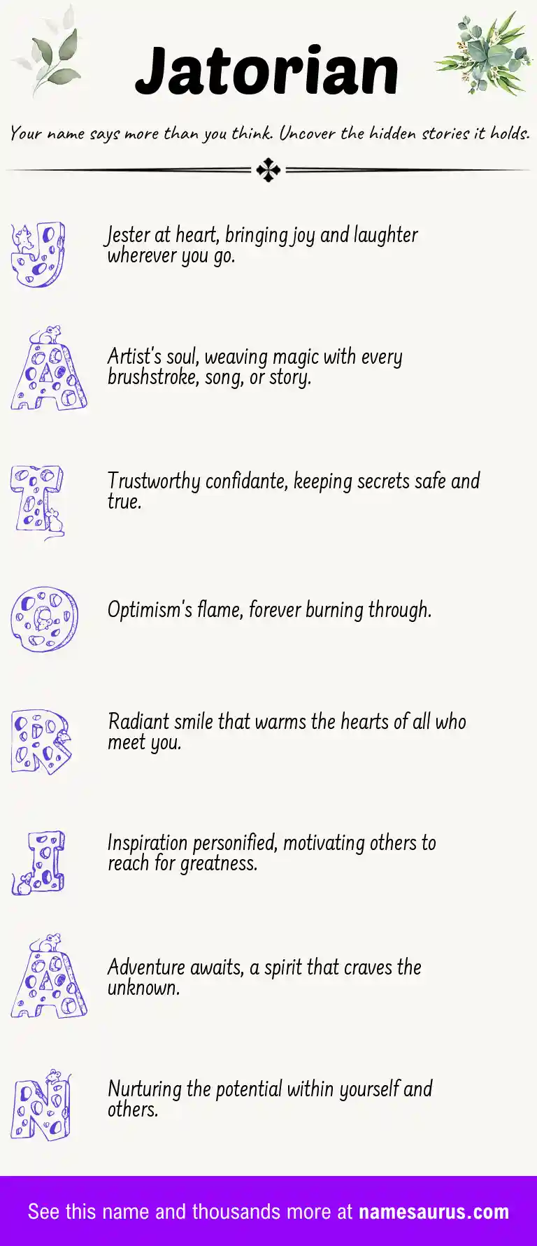 Acrostic poem about Jatorian.