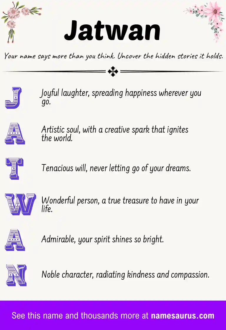 Acrostic poem about Jatwan.