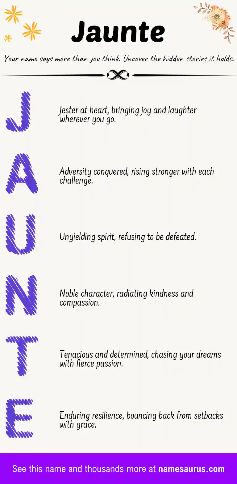 Acrostic poem about Jaunte.