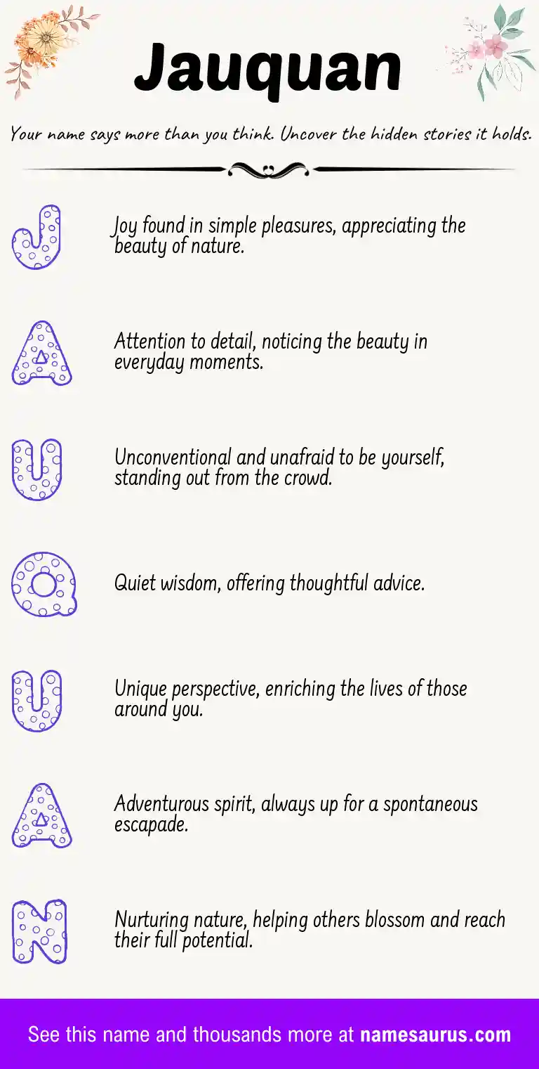 Acrostic poem about Jauquan.