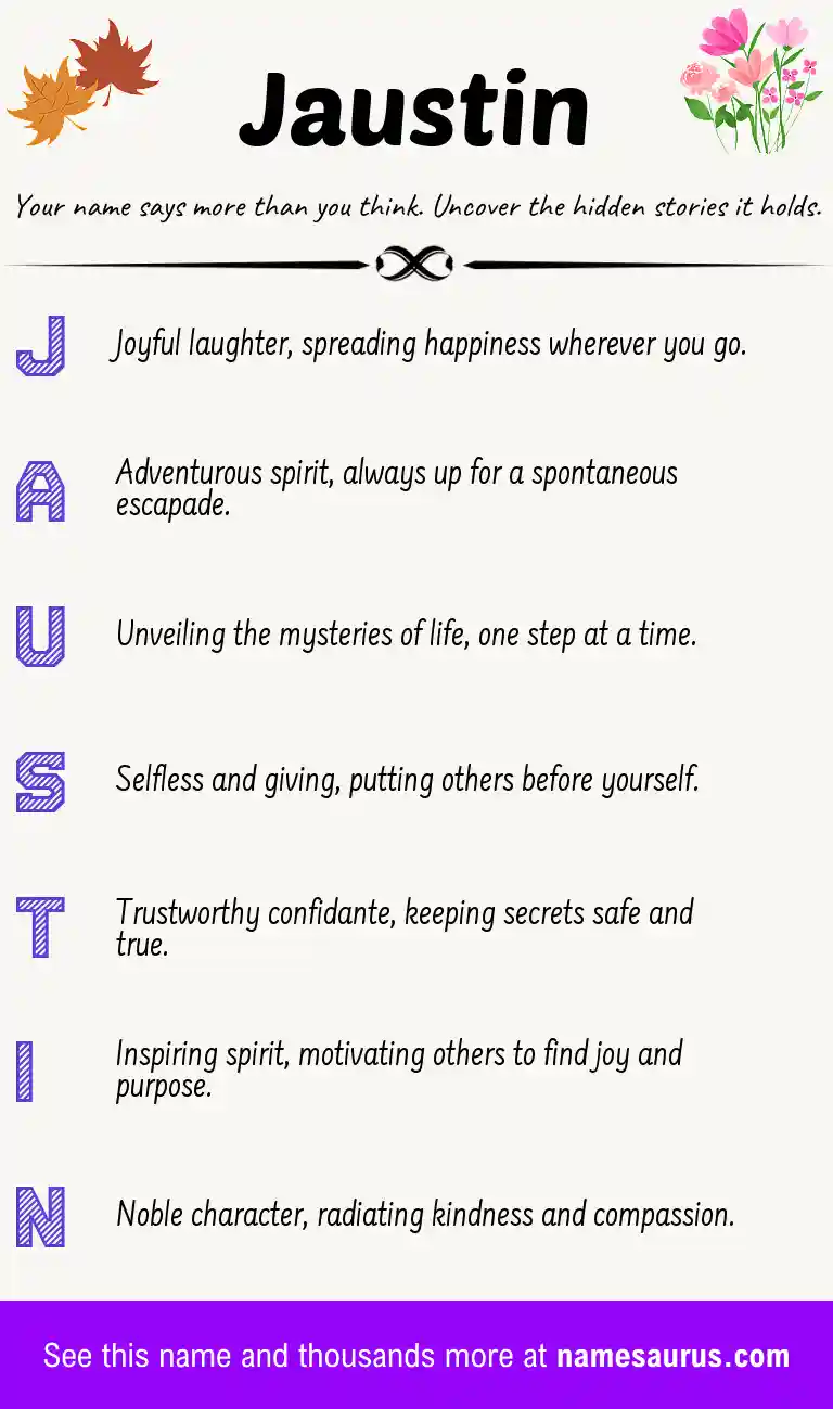 Acrostic poem about Jaustin.