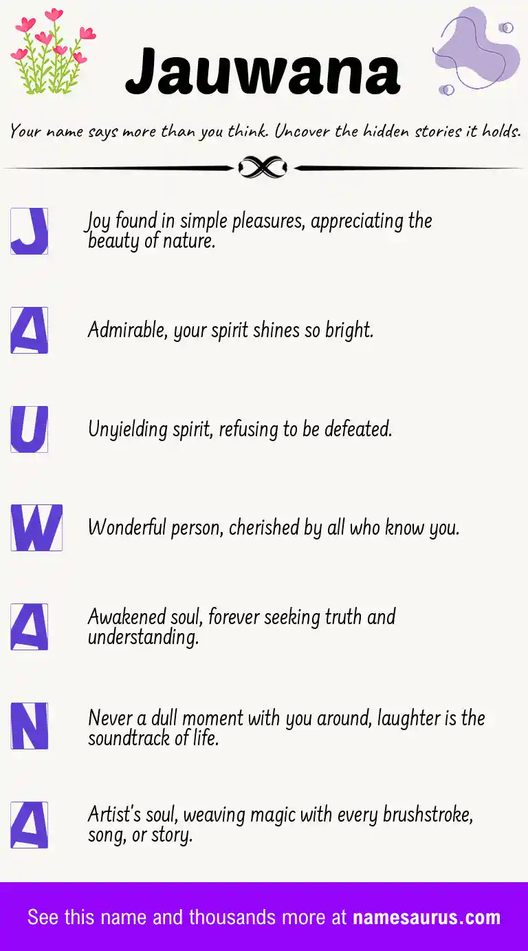 Acrostic poem about Jauwana.
