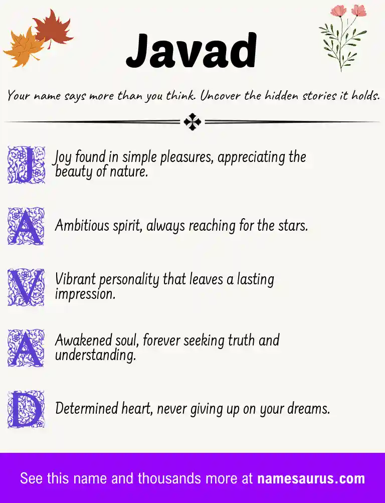 Acrostic poem about Javad.