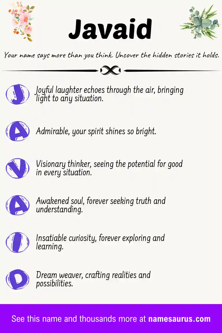 Acrostic poem about Javaid.