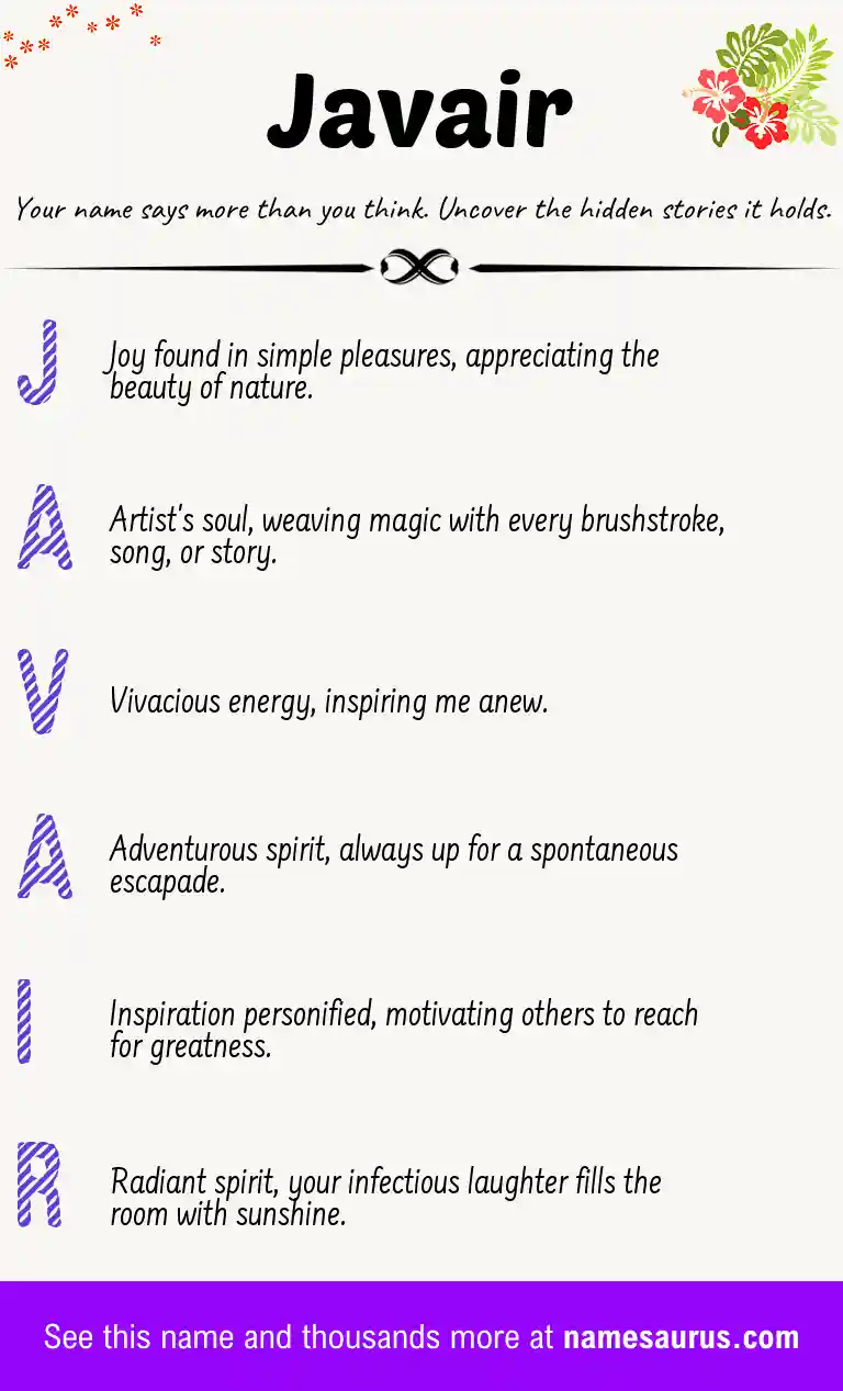 Acrostic poem about Javair.
