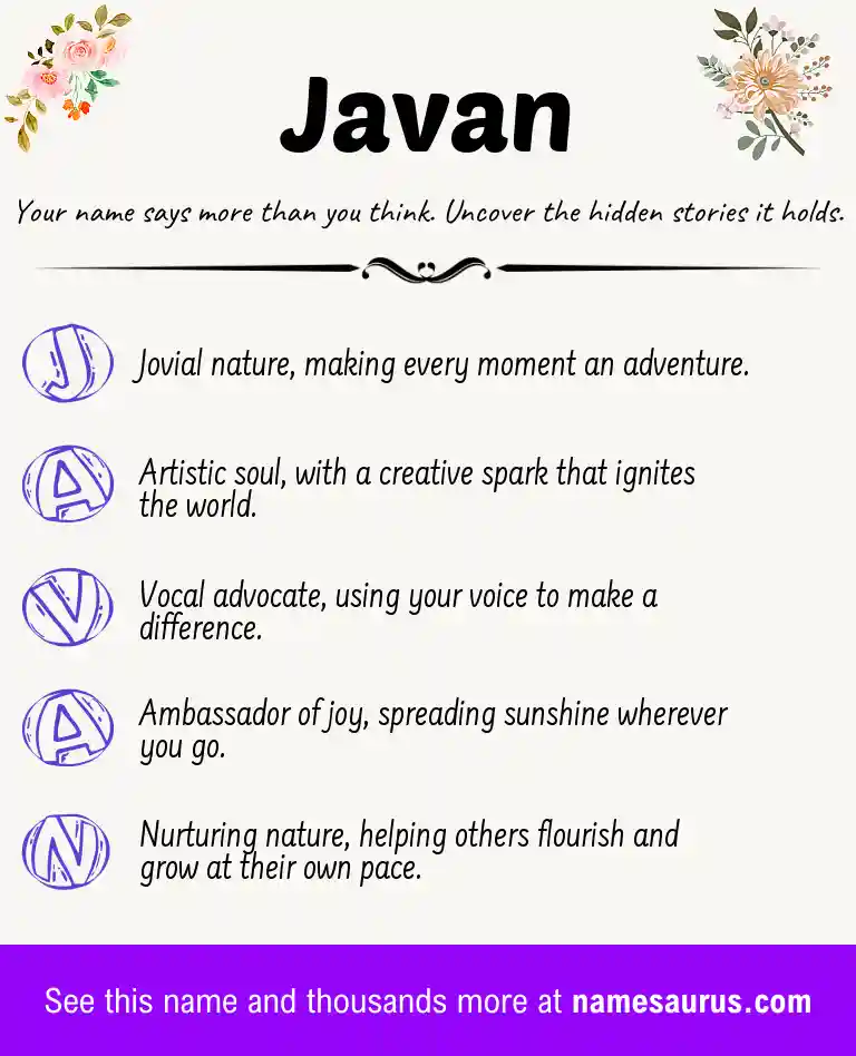 Acrostic poem about Javan.