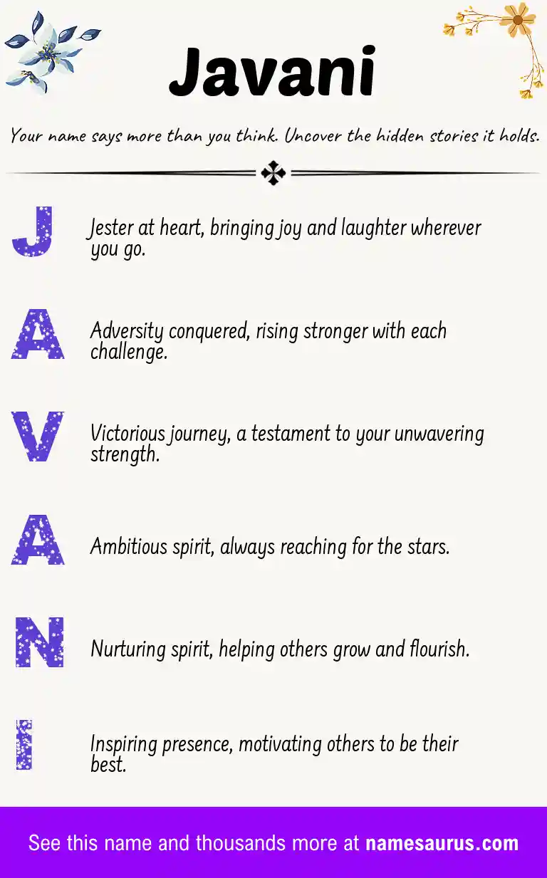 Acrostic poem about Javani.