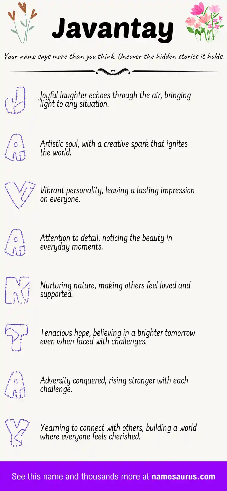 Acrostic poem about Javantay.