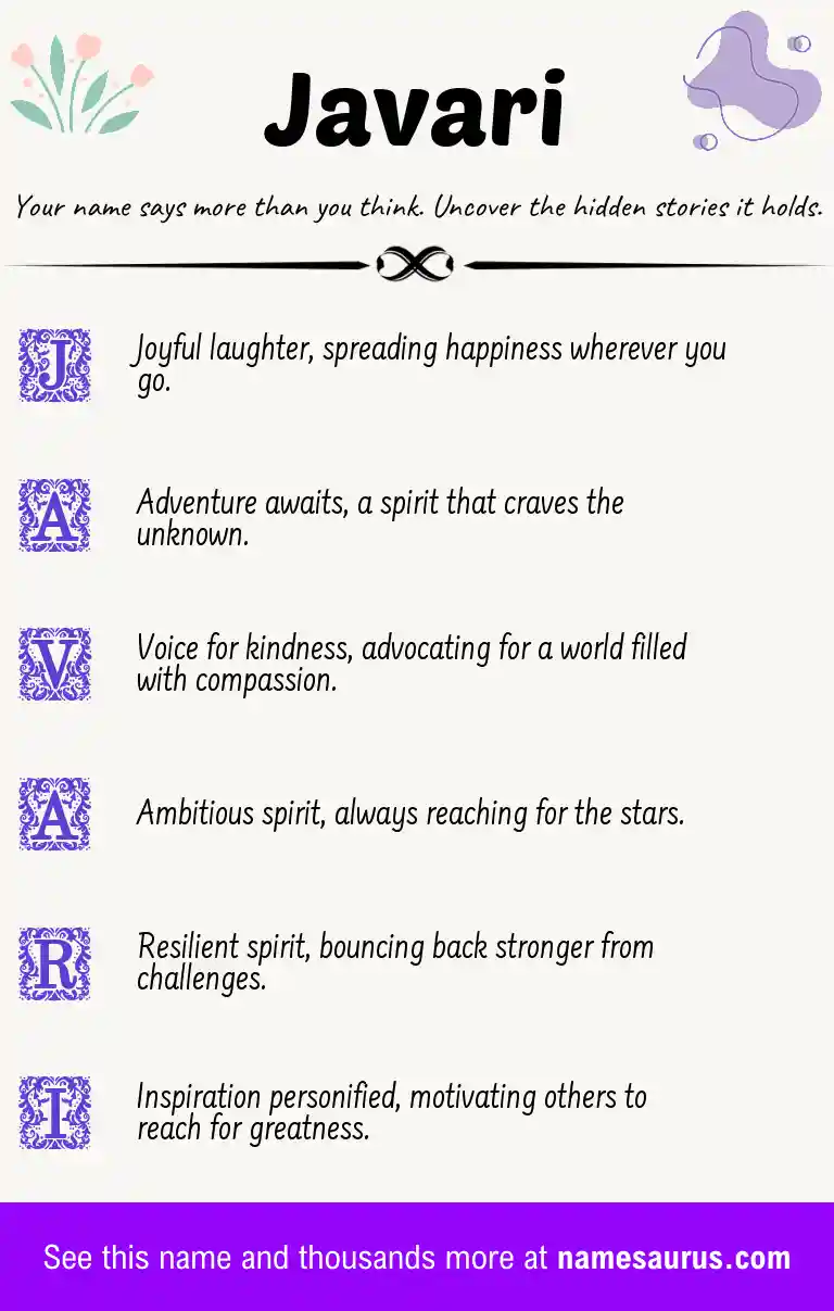 Acrostic poem about Javari.