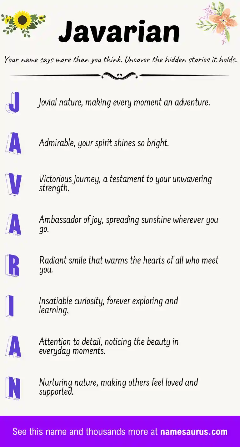 Acrostic poem about Javarian.