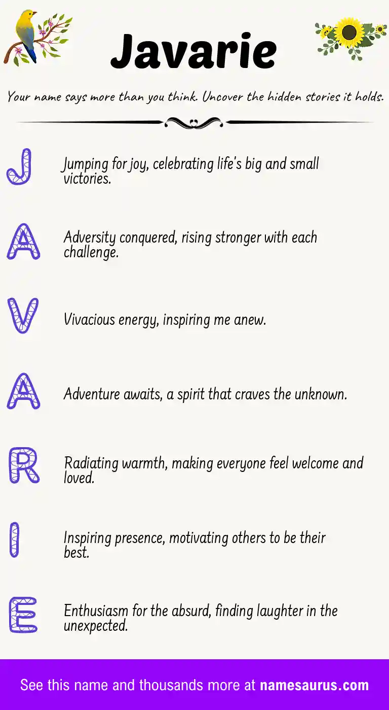 Acrostic poem about Javarie.