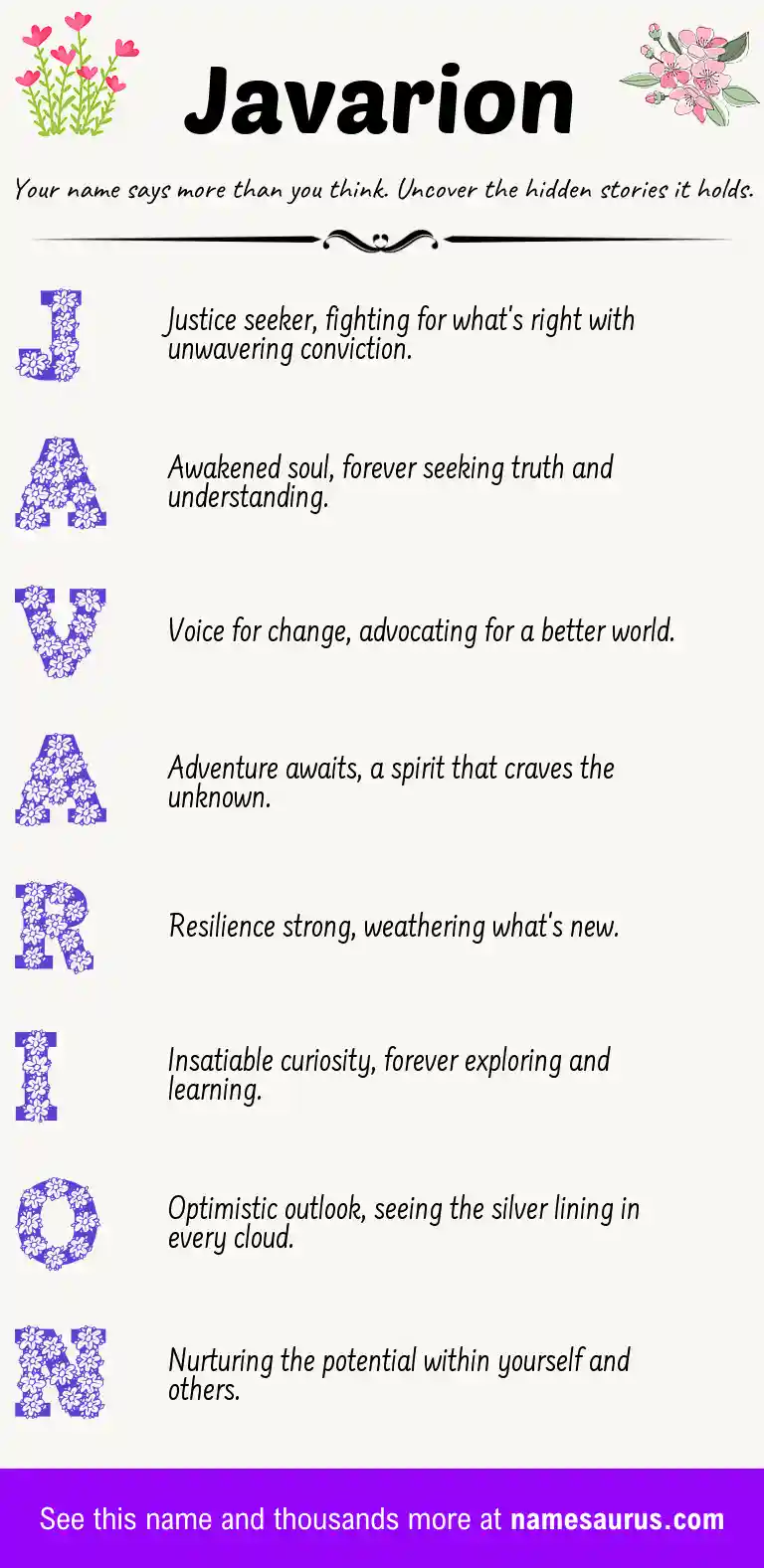 Acrostic poem about Javarion.