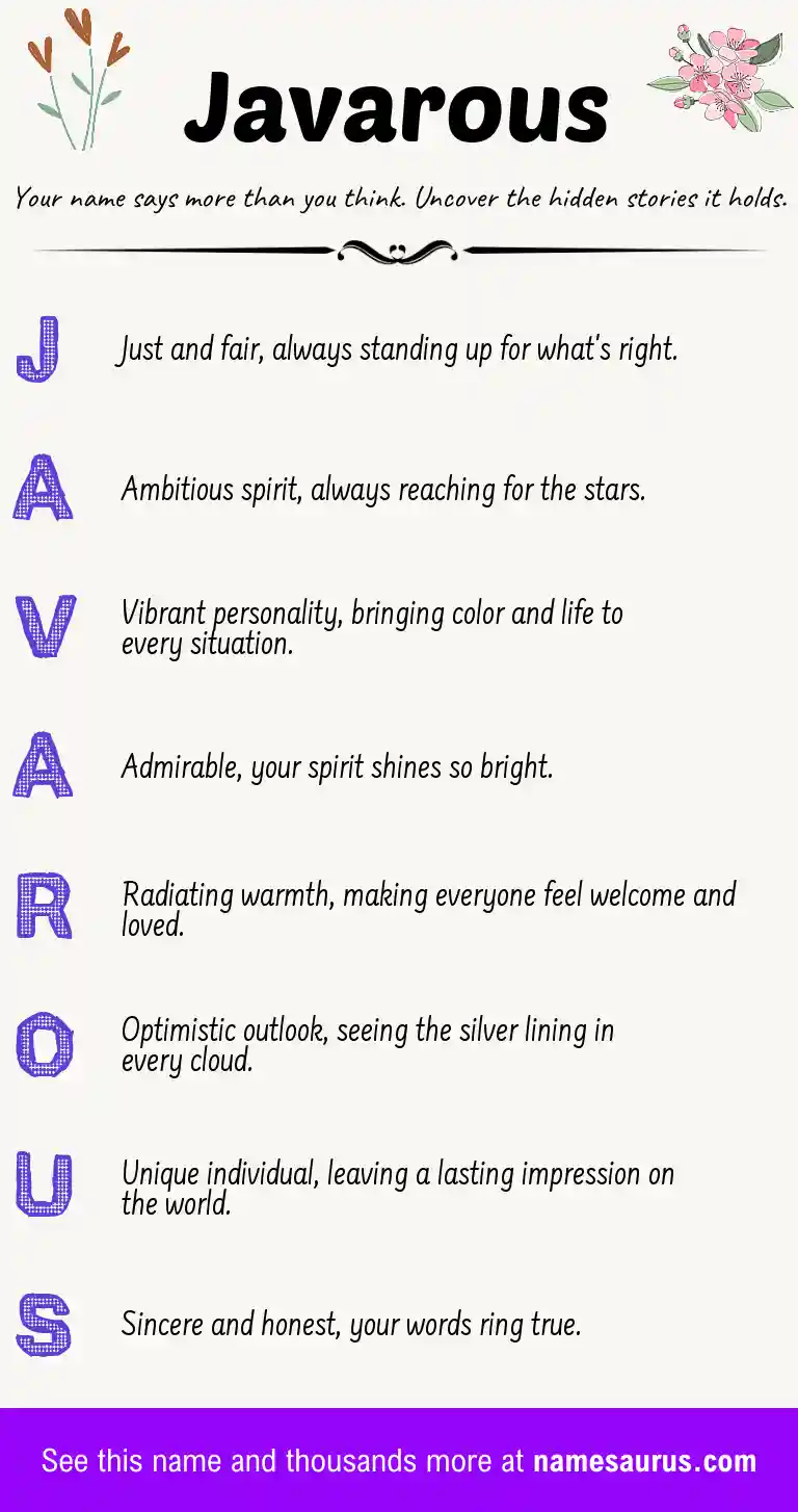 Acrostic poem about Javarous.