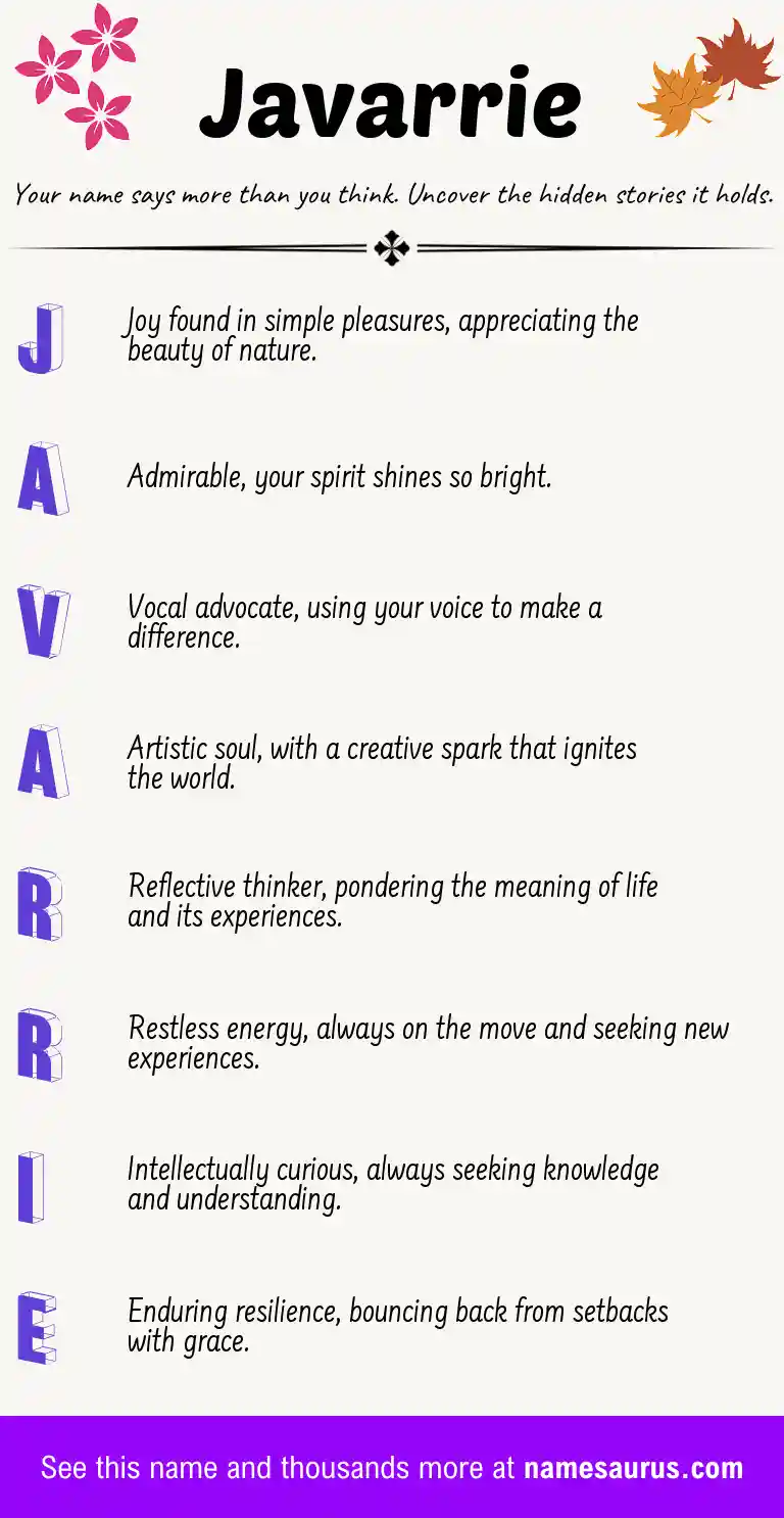 Acrostic poem about Javarrie.