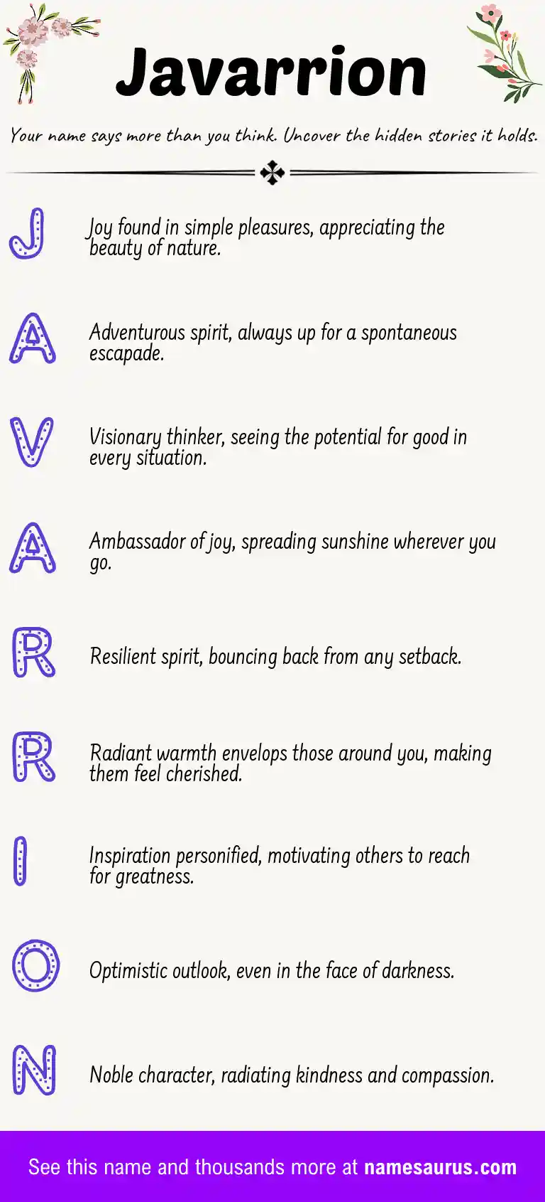 Acrostic poem about Javarrion.