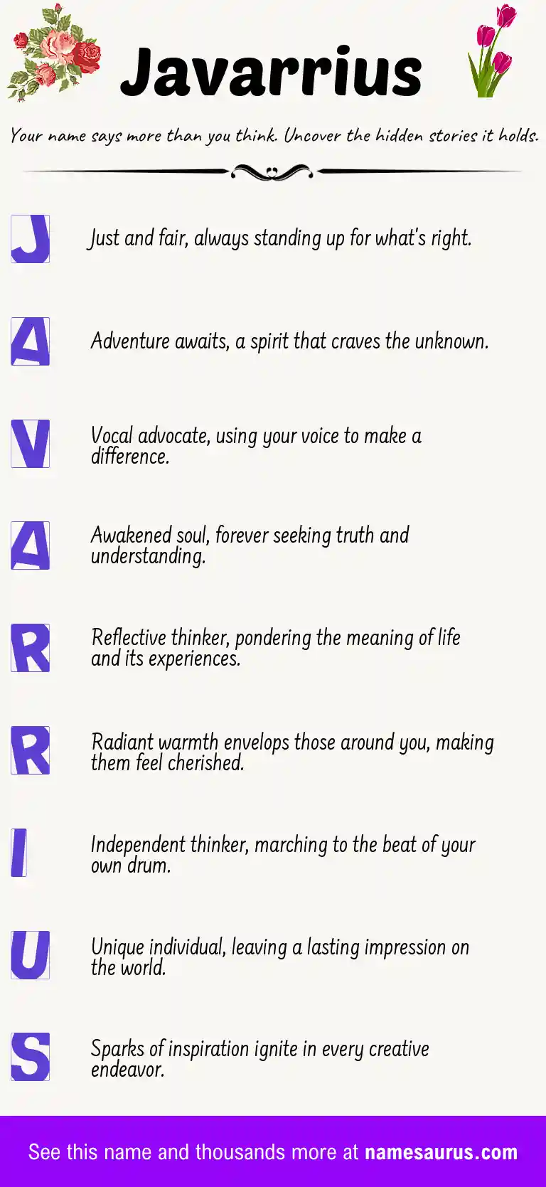Acrostic poem about Javarrius.