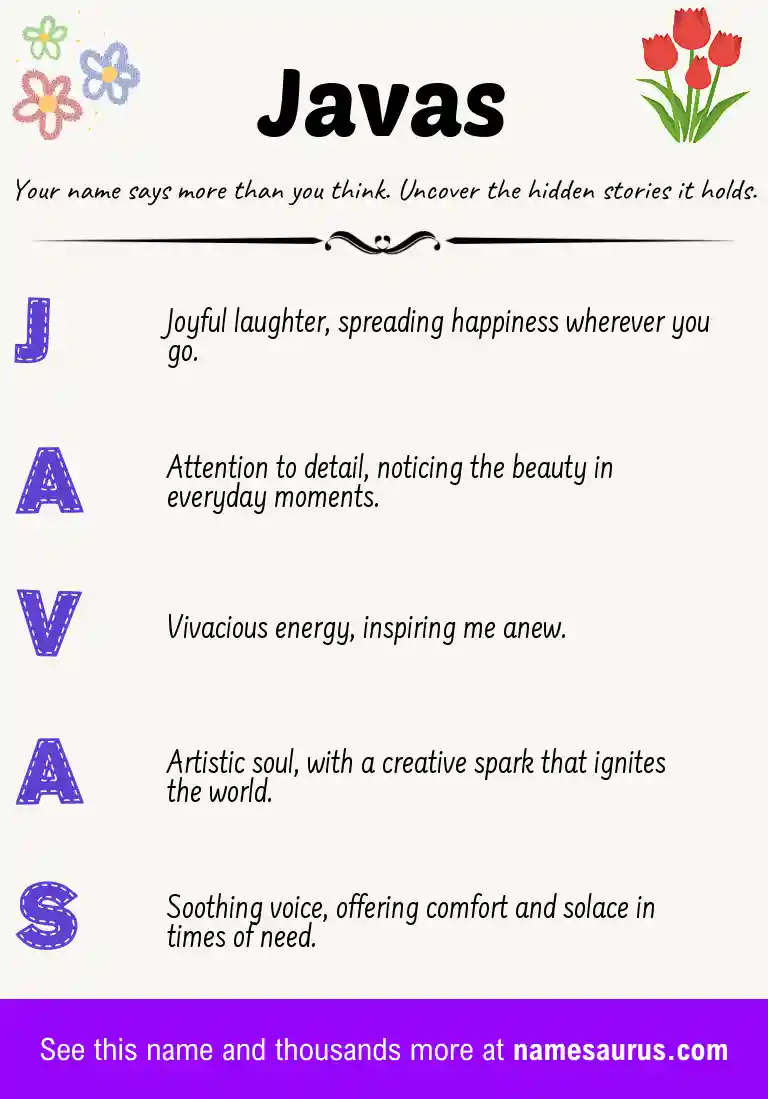 Acrostic poem about Javas.