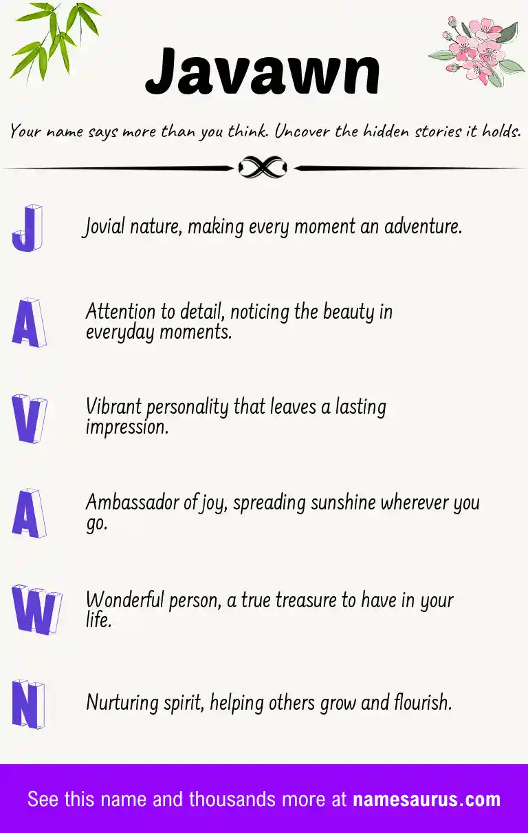 Acrostic poem about Javawn.