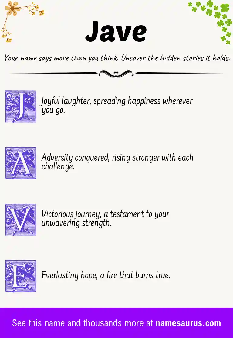 Acrostic poem about Jave.