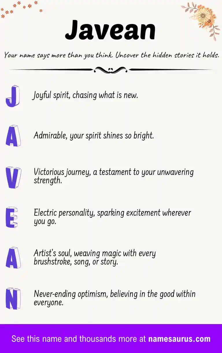 Acrostic poem about Javean.