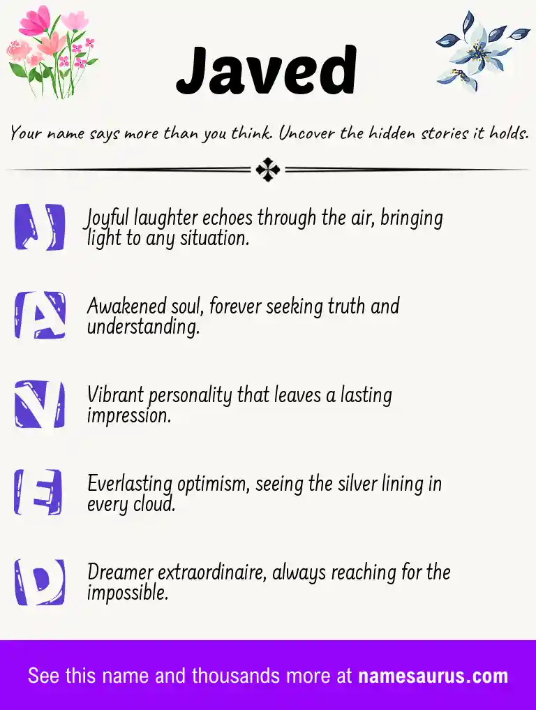 Acrostic poem about Javed.