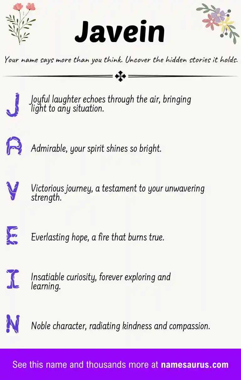 Acrostic poem about Javein.