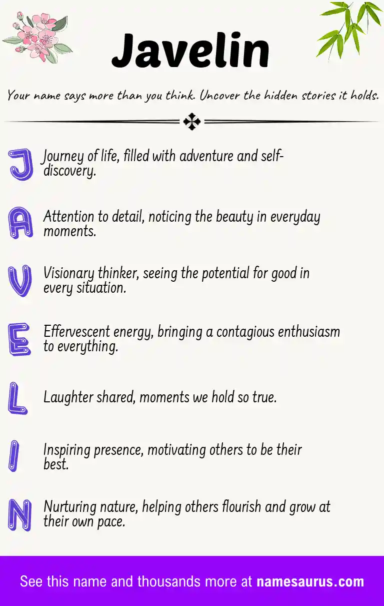 Acrostic poem about Javelin.