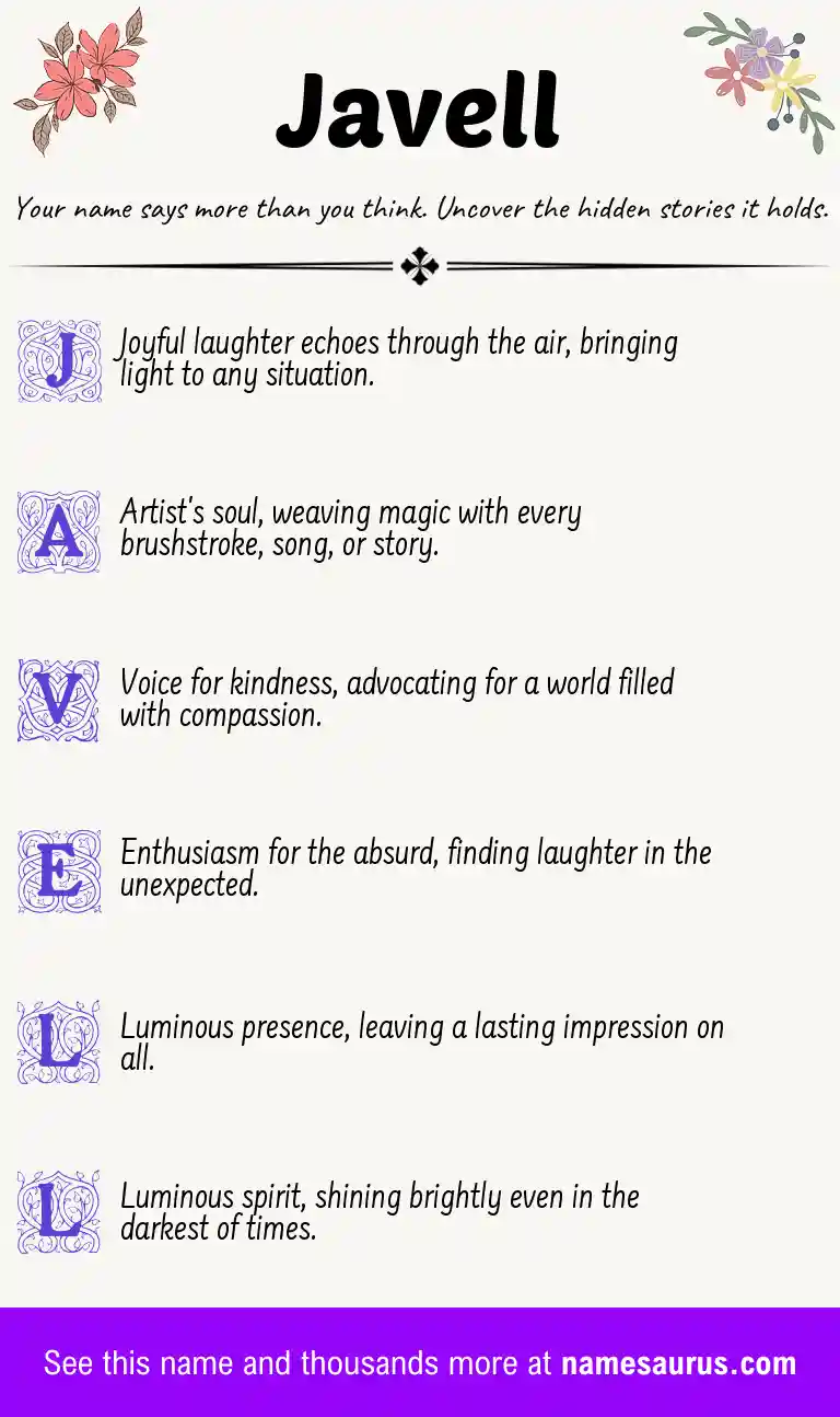 Acrostic poem about Javell.