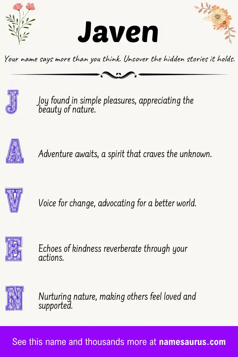 Acrostic poem about Javen.