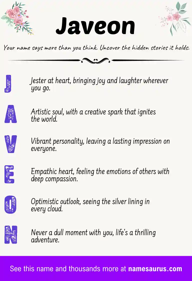 Acrostic poem about Javeon.