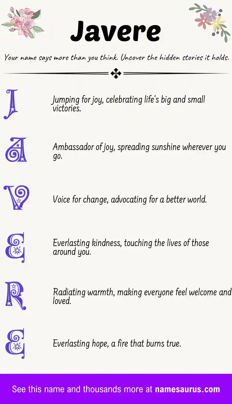 Acrostic poem about Javere.