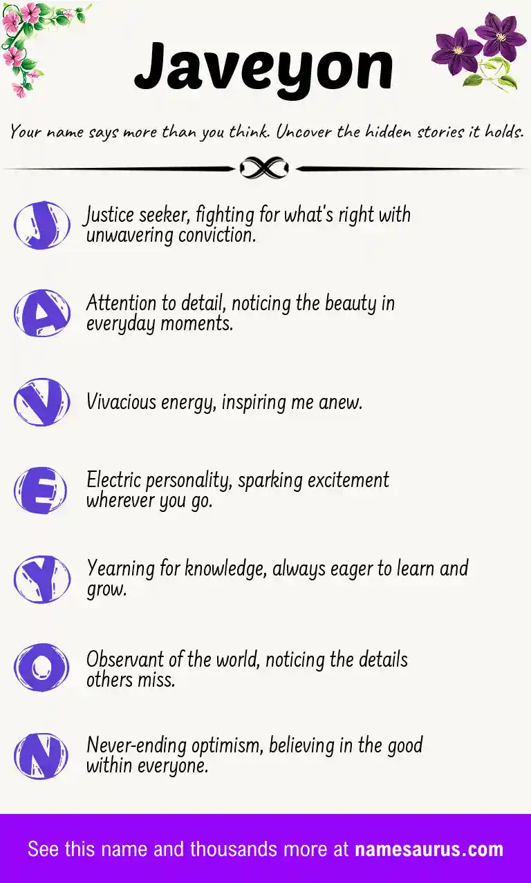 Acrostic poem about Javeyon.