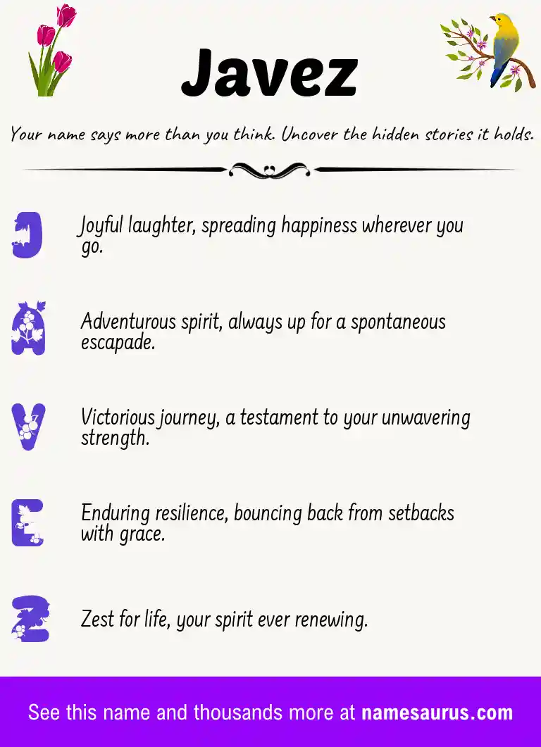 Acrostic poem about Javez.