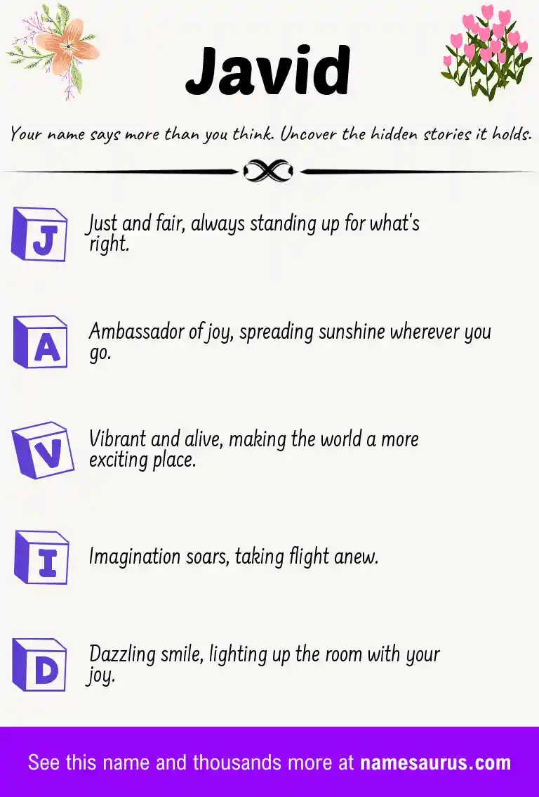 Acrostic poem about Javid.