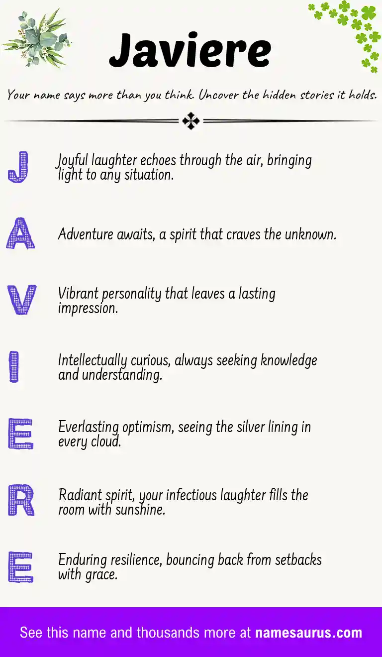 Acrostic poem about Javiere.