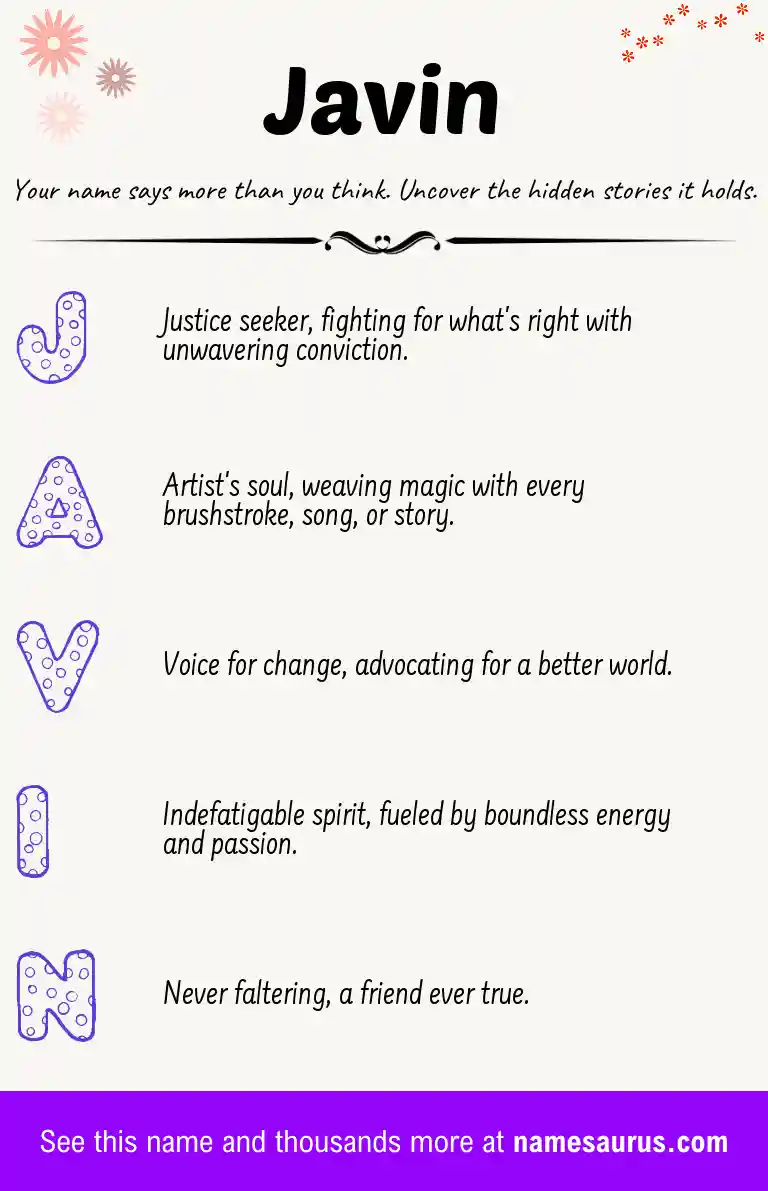 Acrostic poem about Javin.