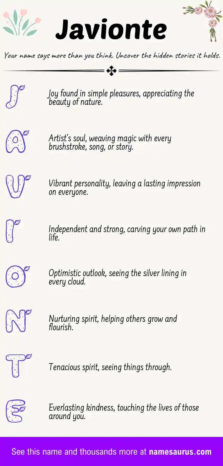 Acrostic poem about Javionte.