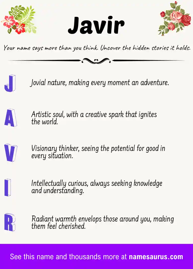 Acrostic poem about Javir.