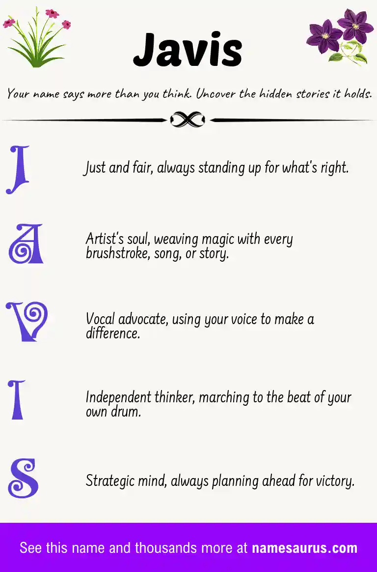 Acrostic poem about Javis.