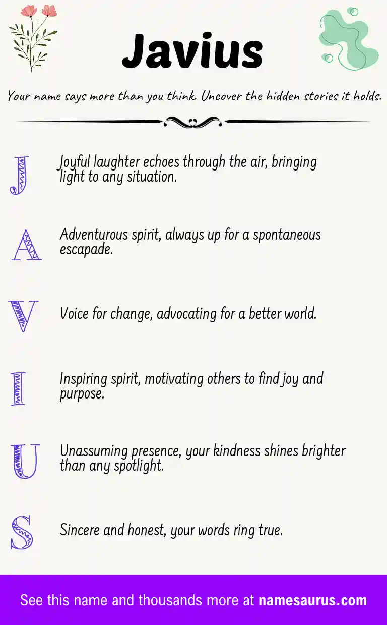 Acrostic poem about Javius.