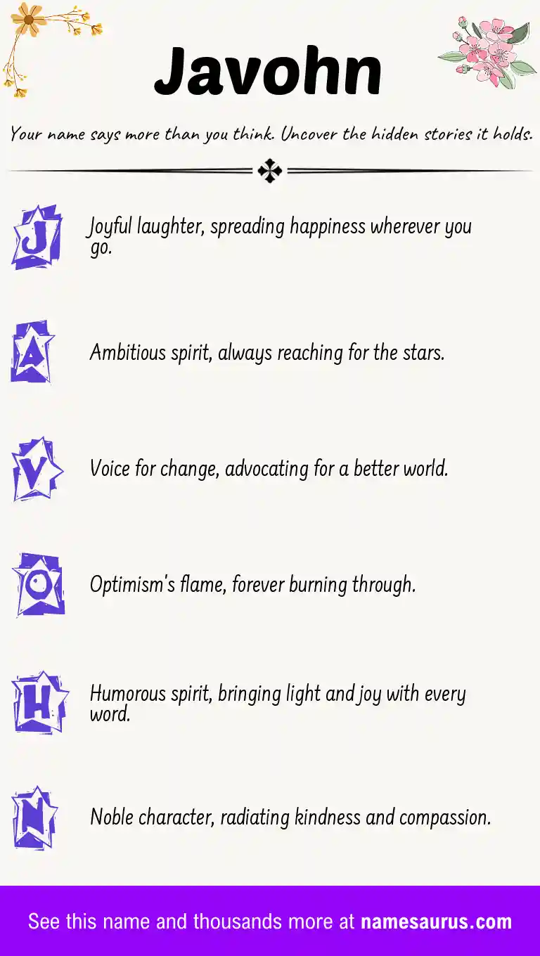 Acrostic poem about Javohn.