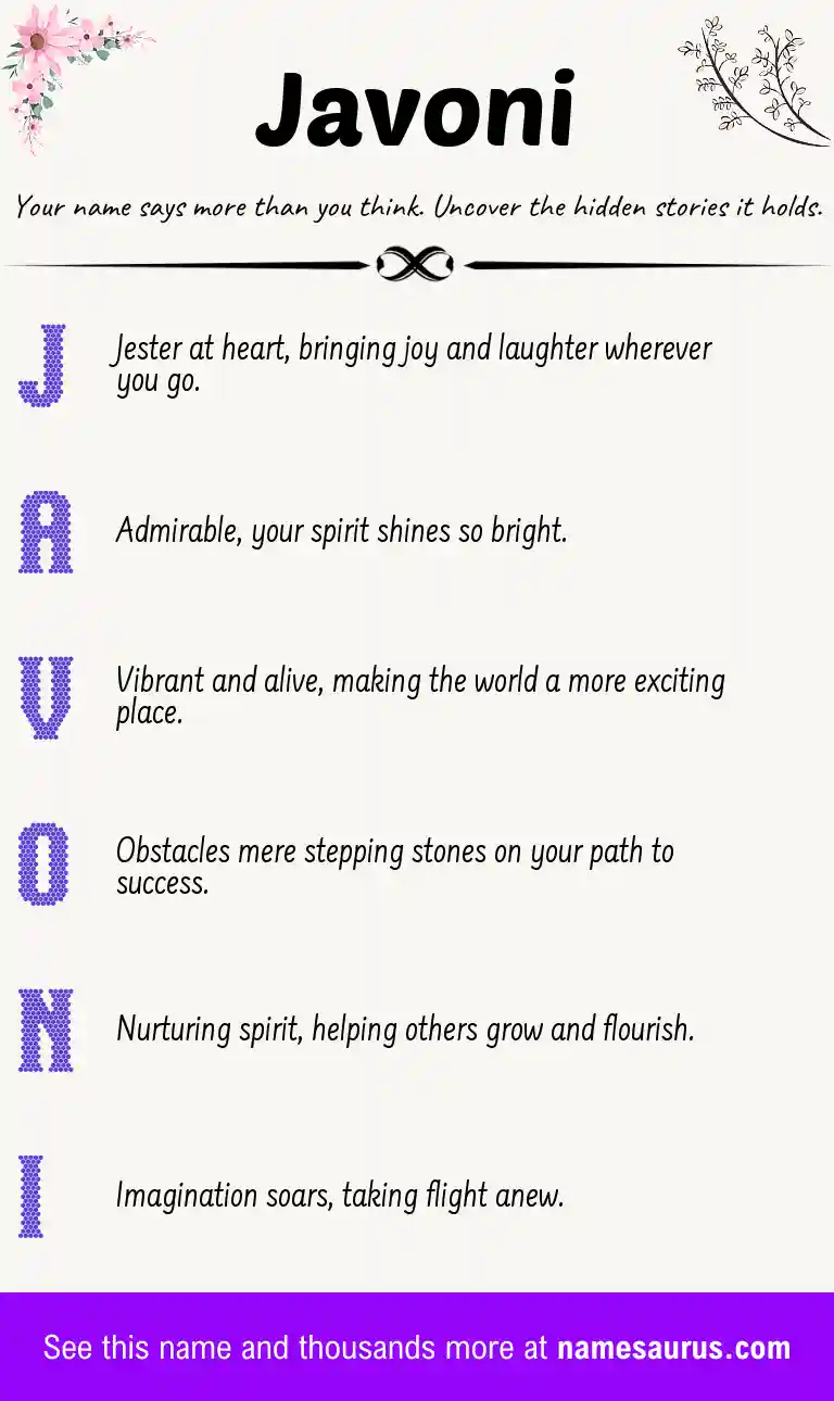 Acrostic poem about Javoni.