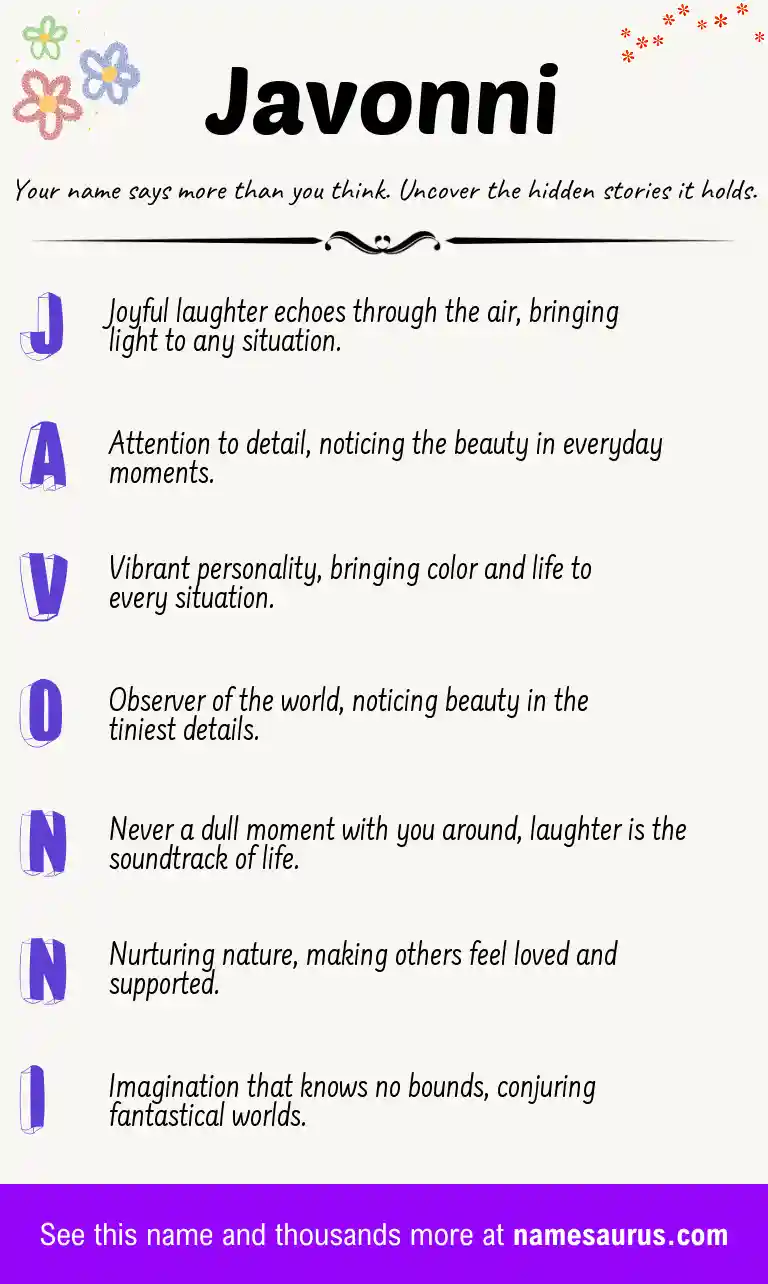 Acrostic poem about Javonni.