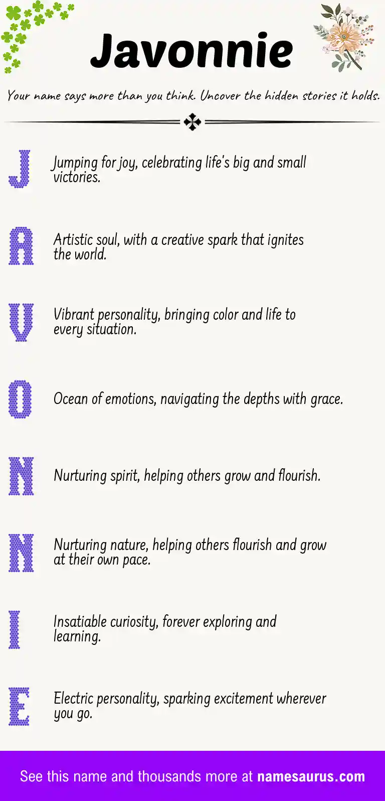 Acrostic poem about Javonnie.