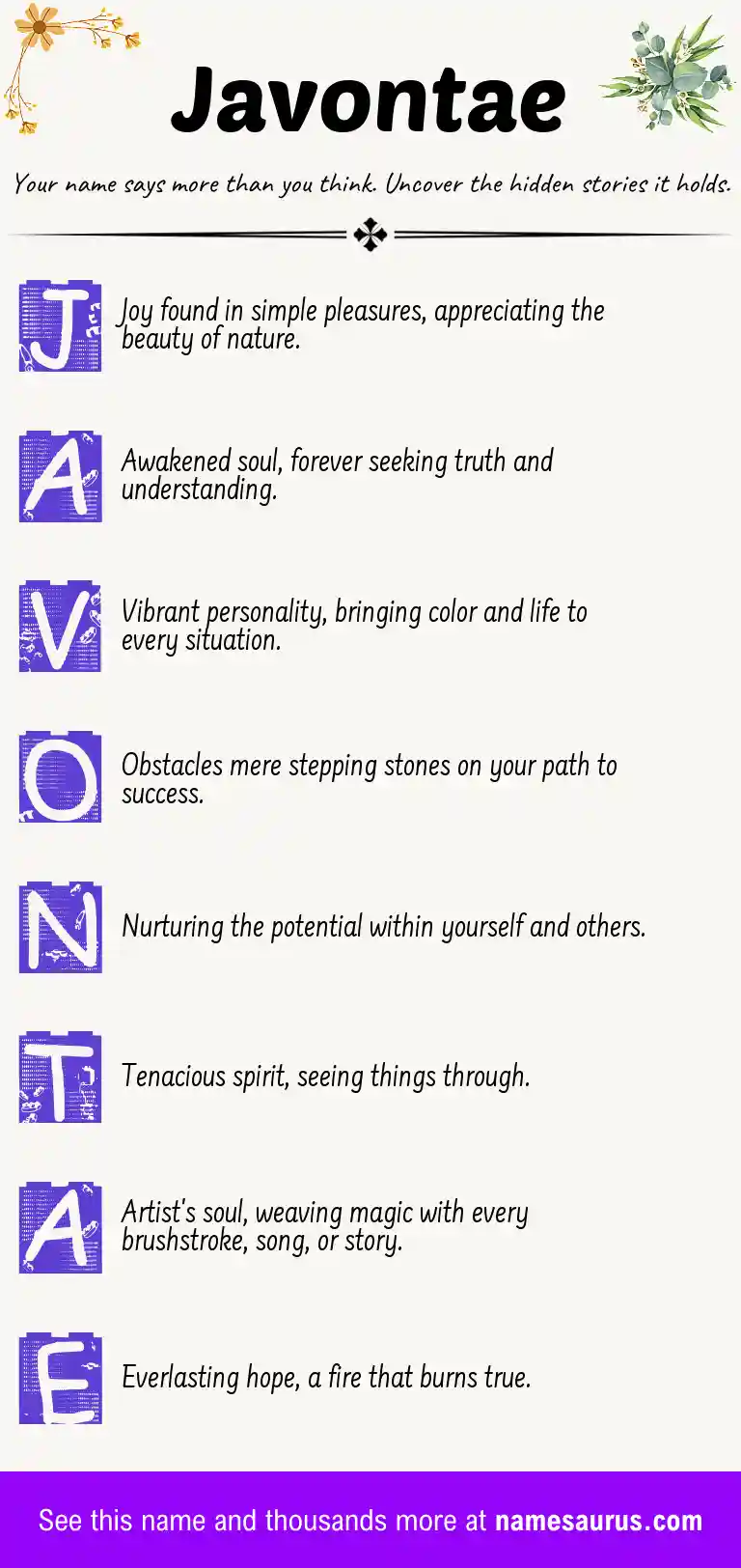 Acrostic poem about Javontae.