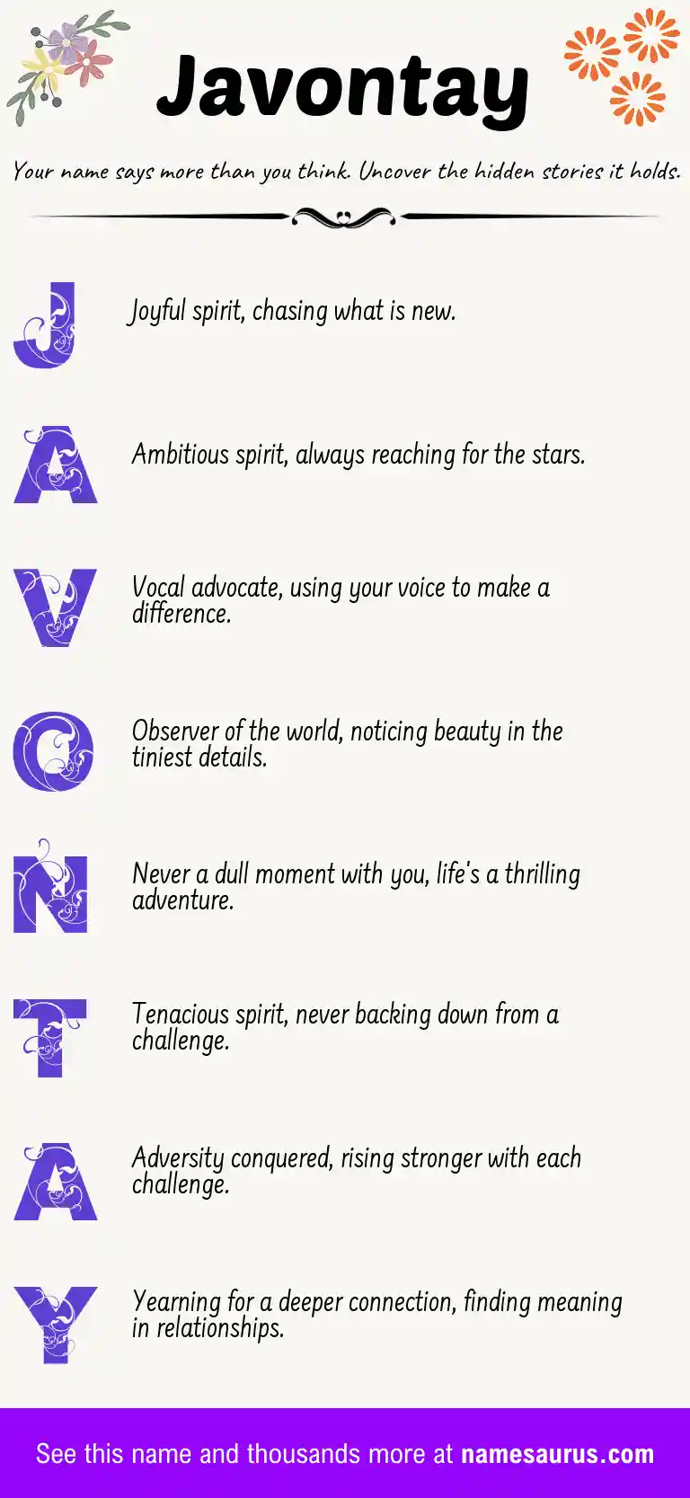 Acrostic poem about Javontay.