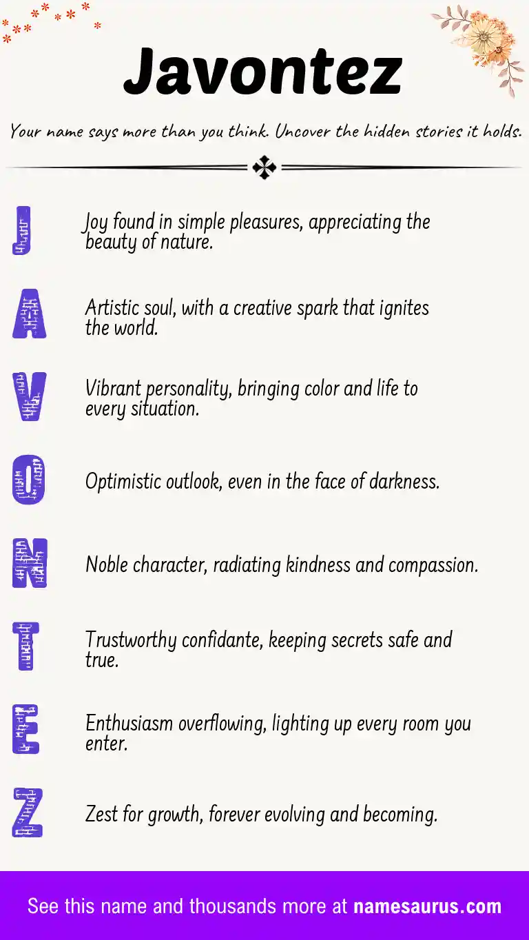Acrostic poem about Javontez.