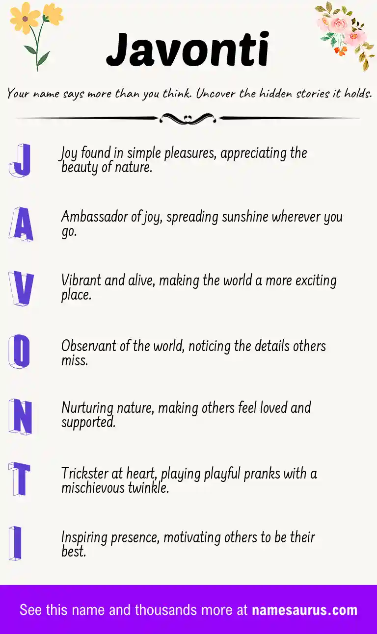 Acrostic poem about Javonti.