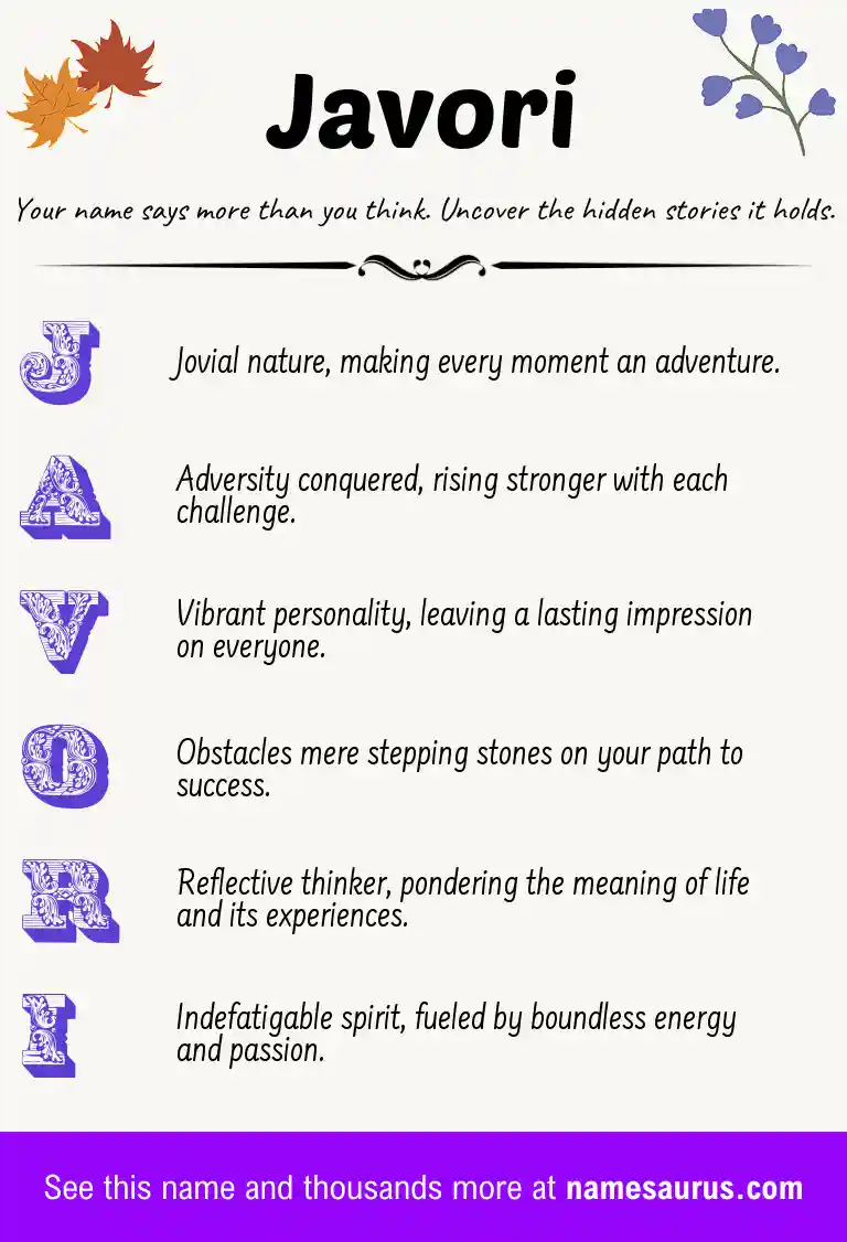 Acrostic poem about Javori.