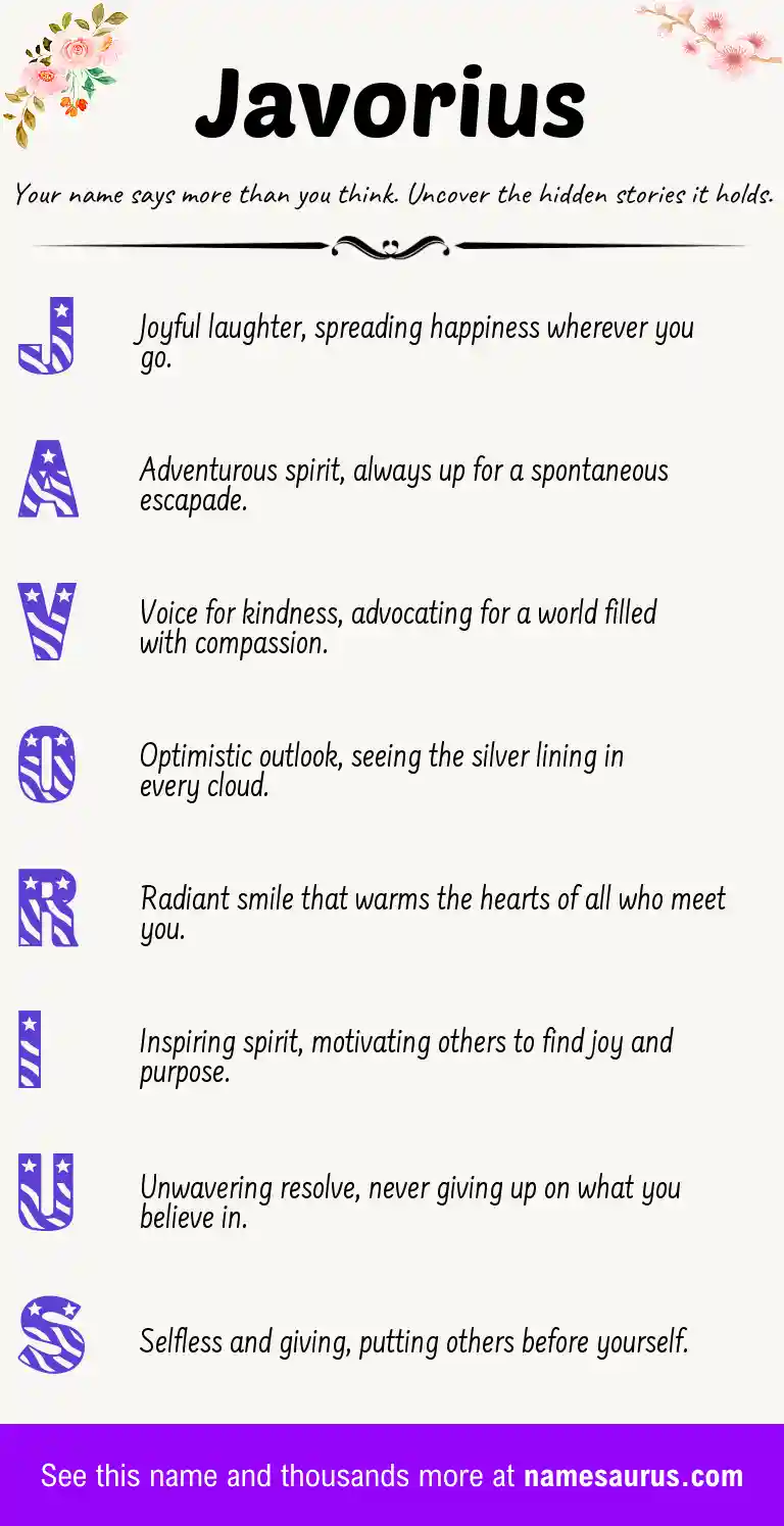 Acrostic poem about Javorius.